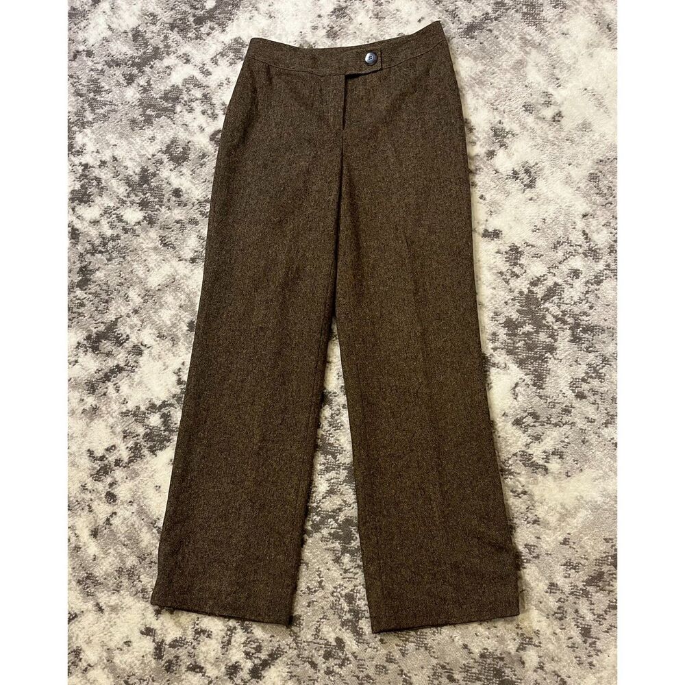 Vintage Jones New York Brown Virgin Wool Blend Tweed Trousers - RN 54050 - Sz 6